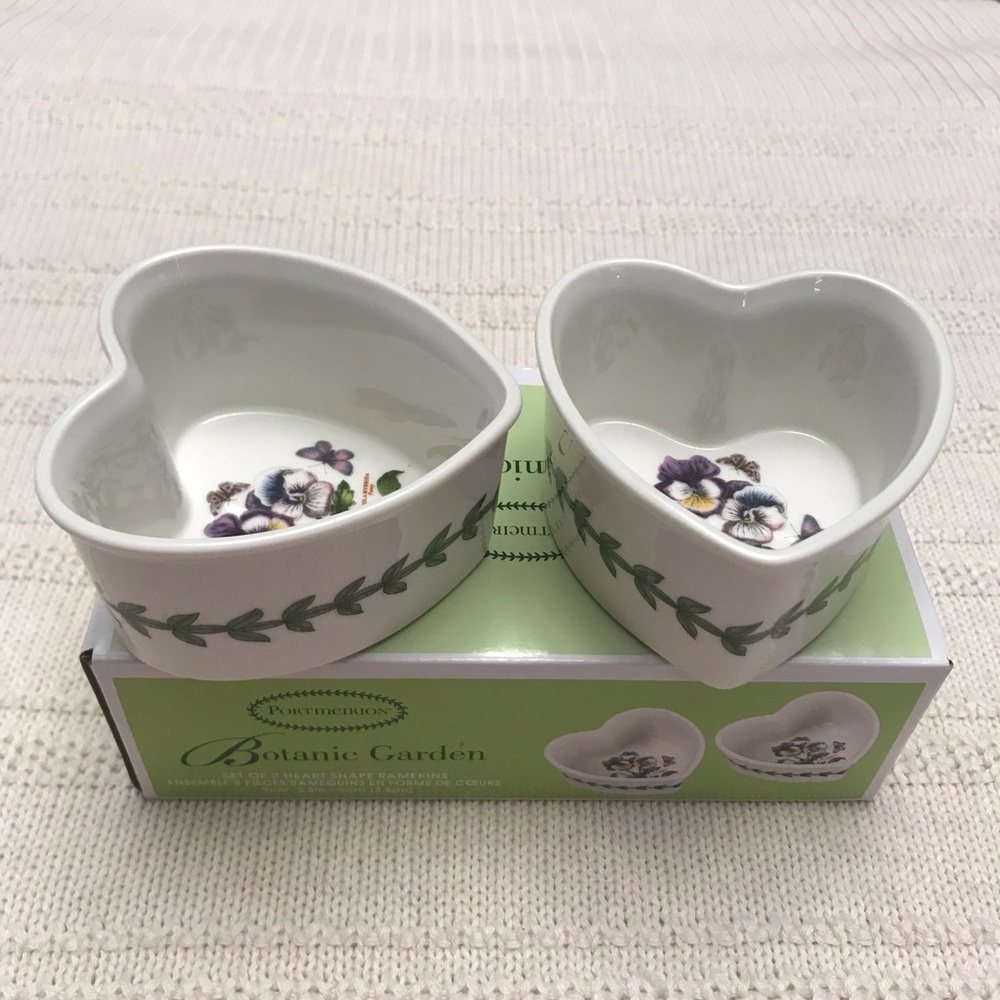 Portmeirion Botanic Garden Set of 2 Heart-Shaped Ramekins
